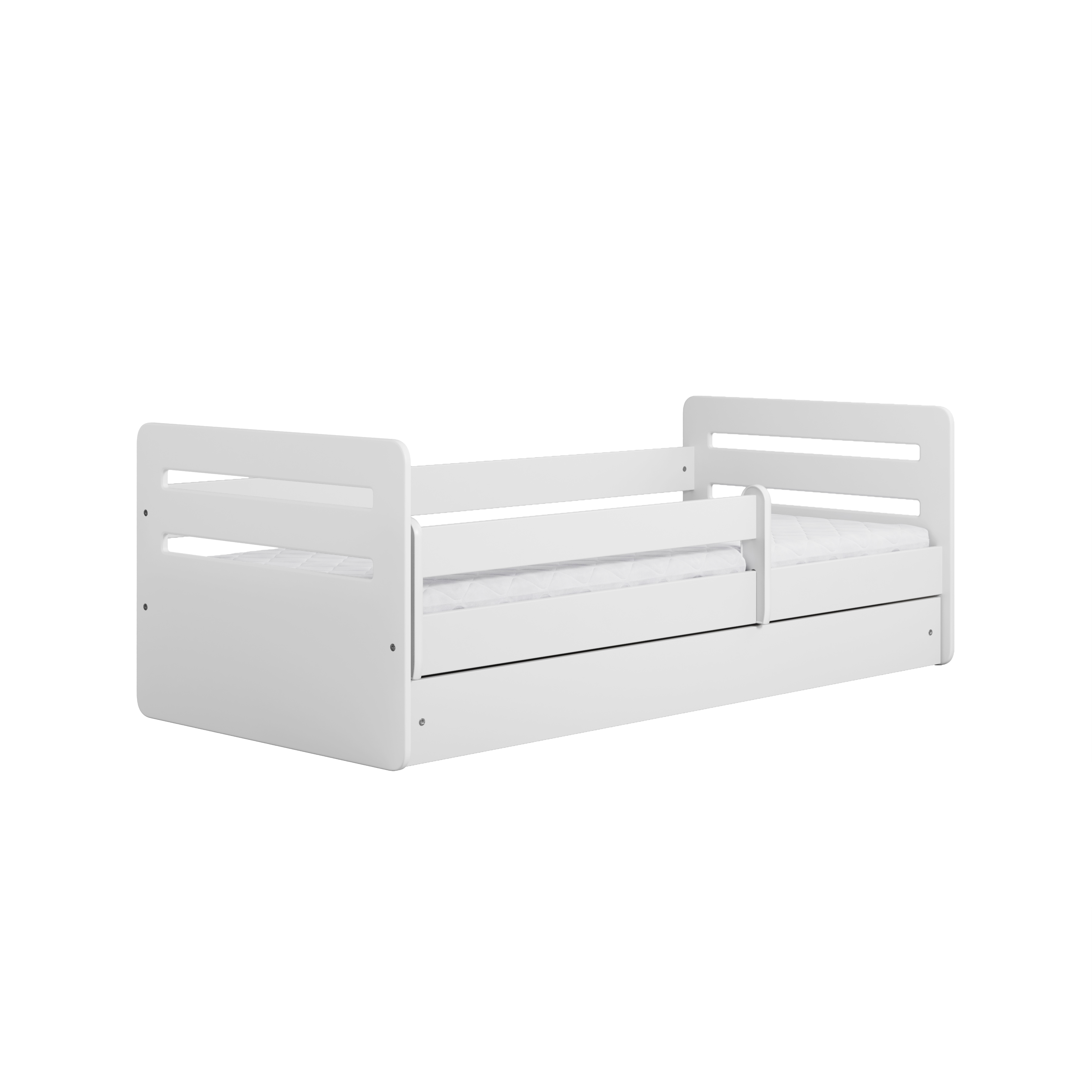 KINDERBETT Tomi mit Schublade und Matratze Weiß 90/65/164 - Weiß, Holzwerkstoff (80/160cm) - RAUMHIRSCH FURNITURE