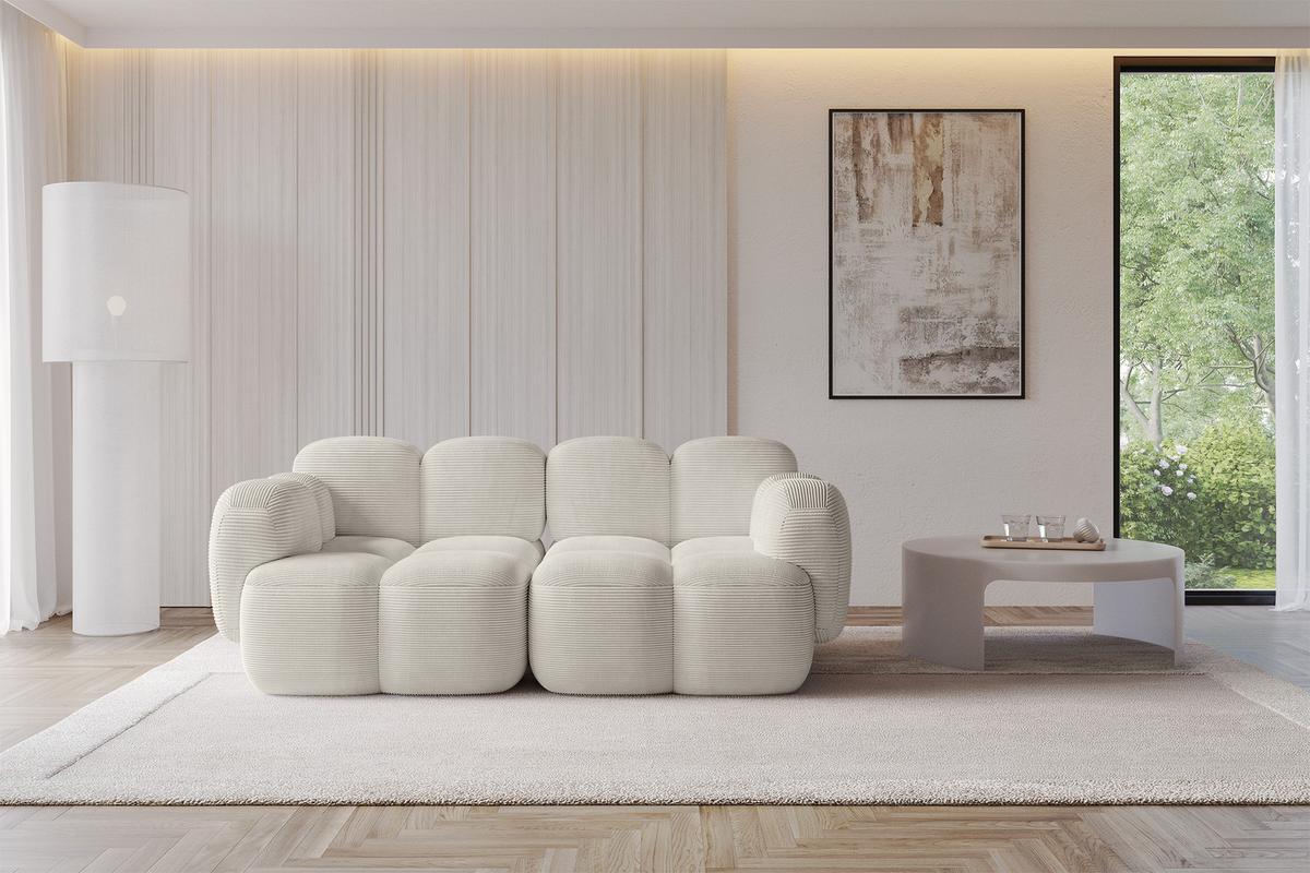 2-SITZER modulares Sofa Miko-S1 214x118x75 cm Creme Cord - Schwarz/Mokka, Holzwerkstoff/Kunststoff (214/75/118cm) - ALTDECOR