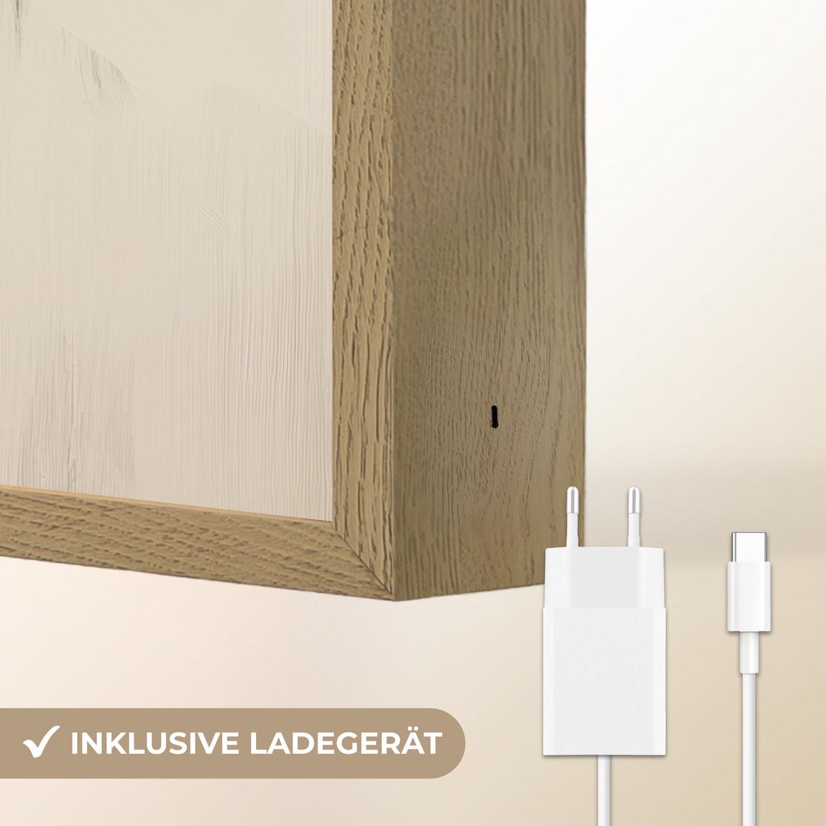 WANDLEUCHTE MIT AKKU Frau - Hut - Farbe 40x60 cm - Creme, Holzwerkstoff (40/60/8cm) - OnlyWow