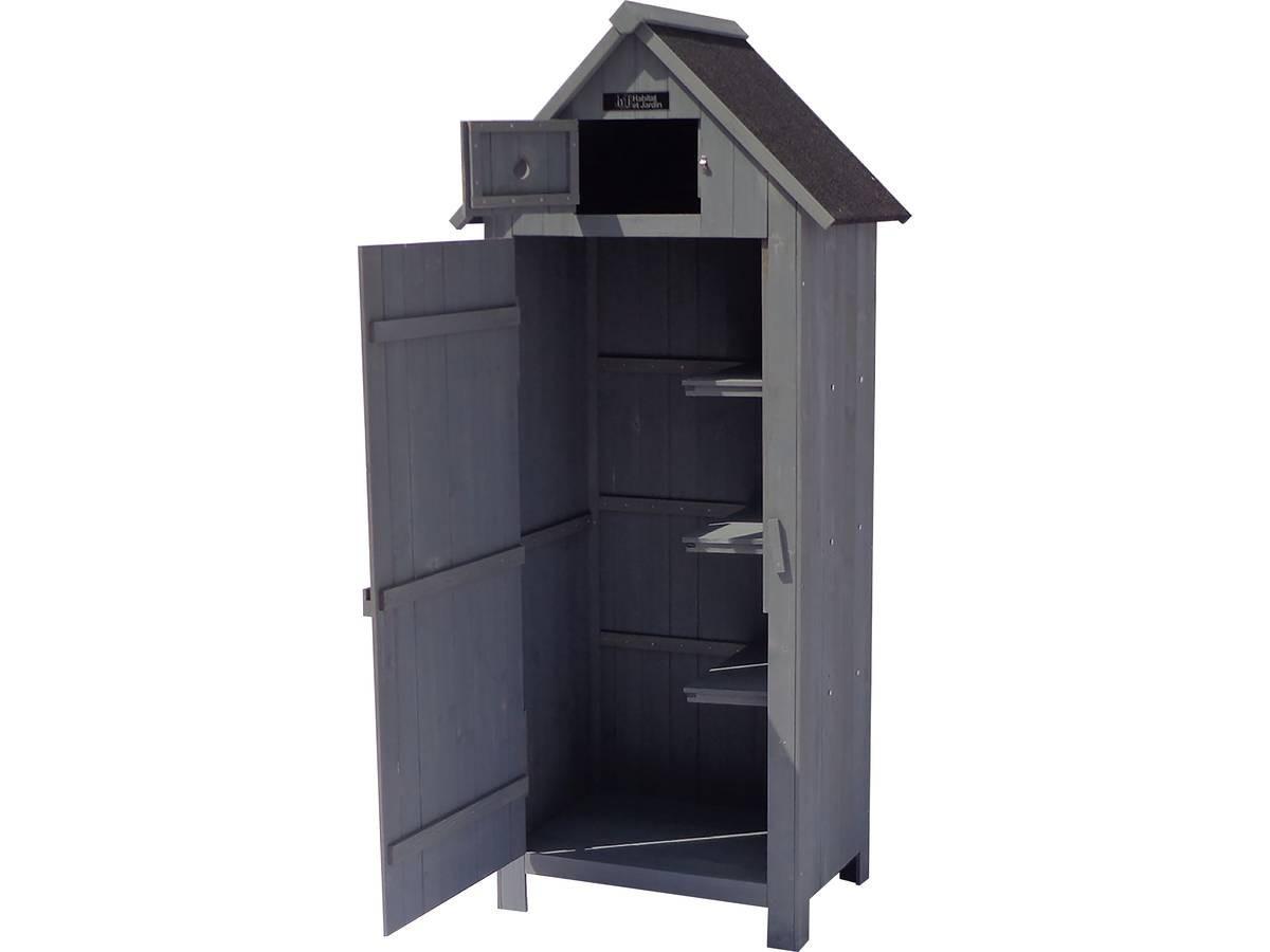 GARTENSCHRANK - GARTENTRUHE cabanon Anthrazit - Grau, Holz (54/179/77cm) - Habitat Garten