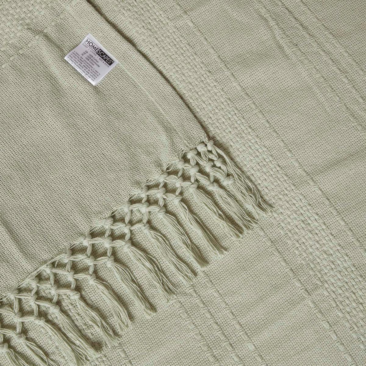 ÜBERWURF Kashi 225/255 cm, Baumwolle mit Fransen - Salbeigrün, Textil (225/255cm) - Homescapes