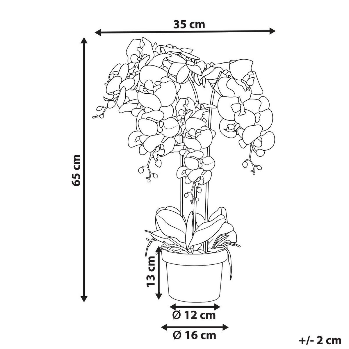 KUNSTPFLANZE im Blumentopf 65 cm Weiß Orchid - Weiß/Grün, Kunststoff (65cm) - Beliani