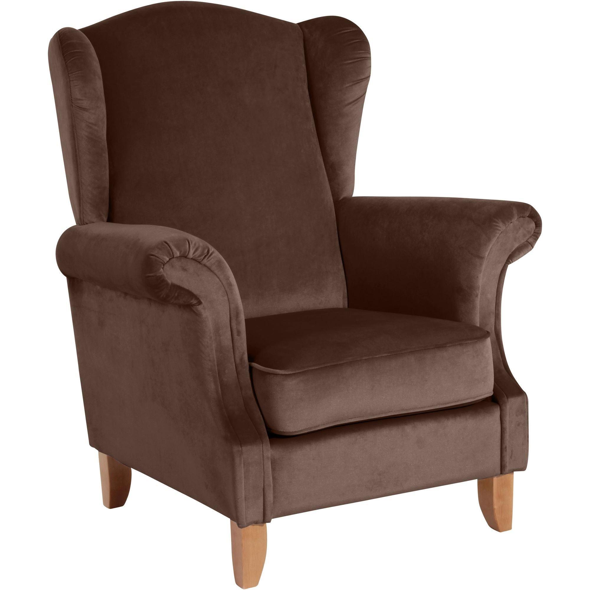 OHRENSESSEL Katria Bezug Samtvelours Buche natur / braun - Braun, Kunststoff (88/108/84cm) - 58aufmkessel