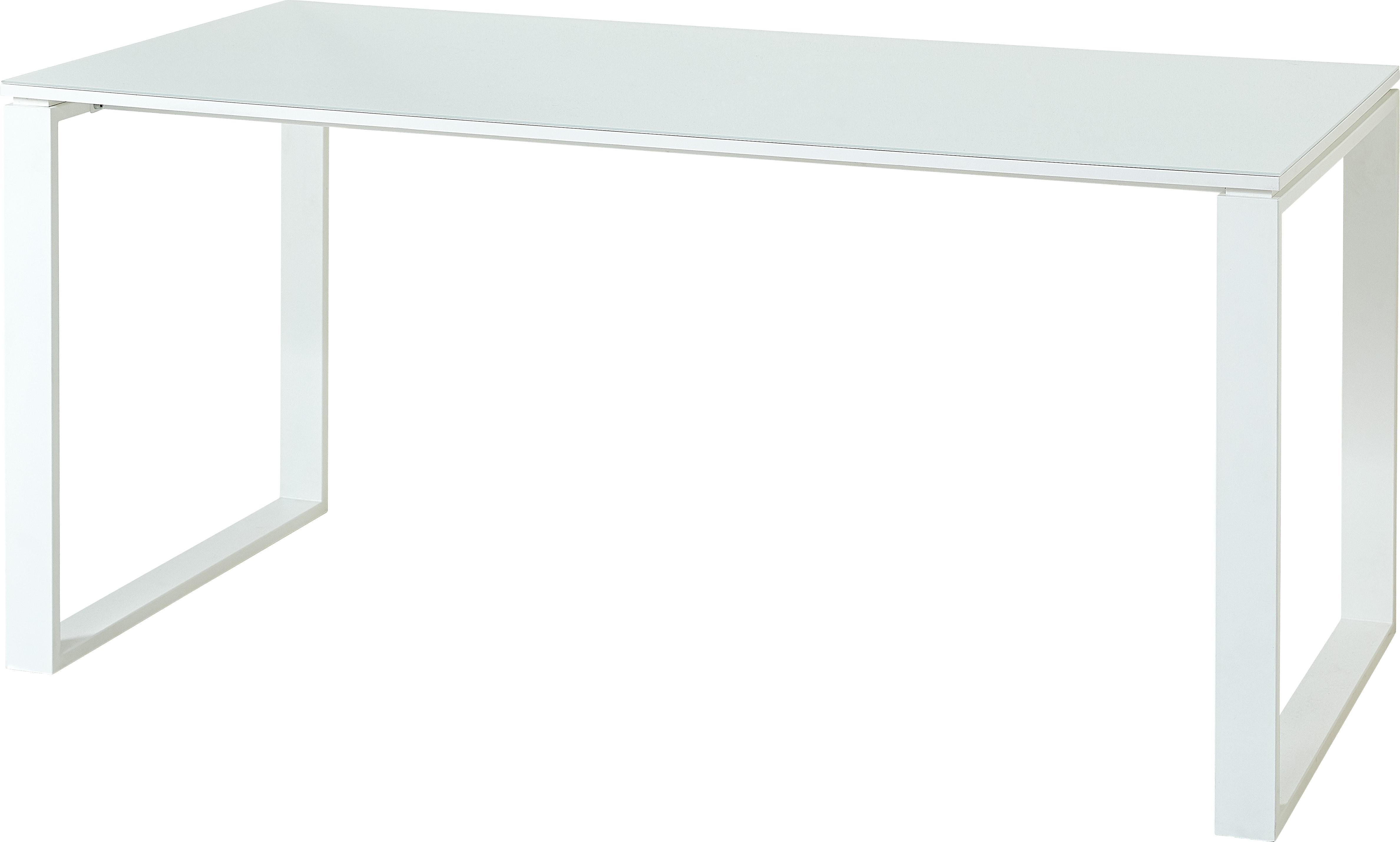 SCHREIBTISCH "Muenchen" Glasplatte & Kufengestell, 160x80 cm Weiß - Weiß, Holzwerkstoff/Metall (80/160/75cm) - KADIMA DESIGN