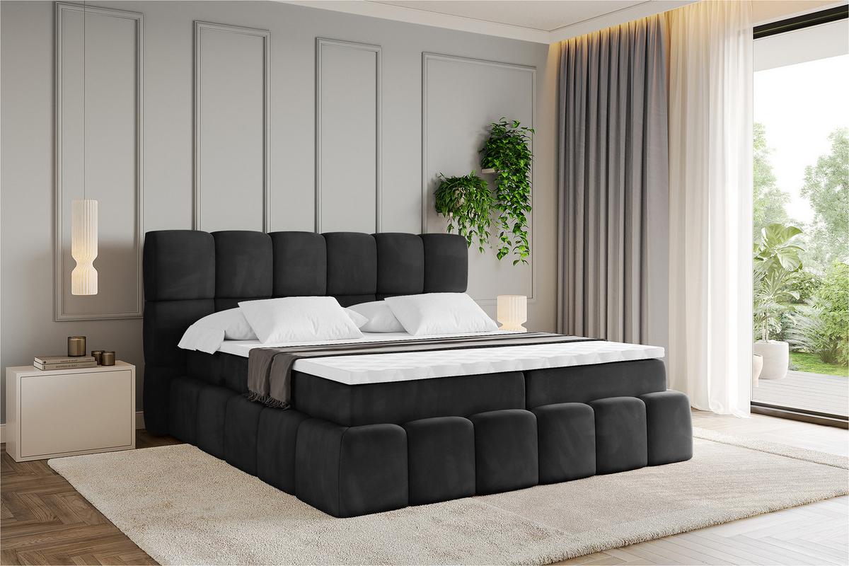 BOXBETT - AURI-H3 - 160x200 Schwarz Casablanca - Schwarz, Holzwerkstoff (160/200cm) - ALTDECOR