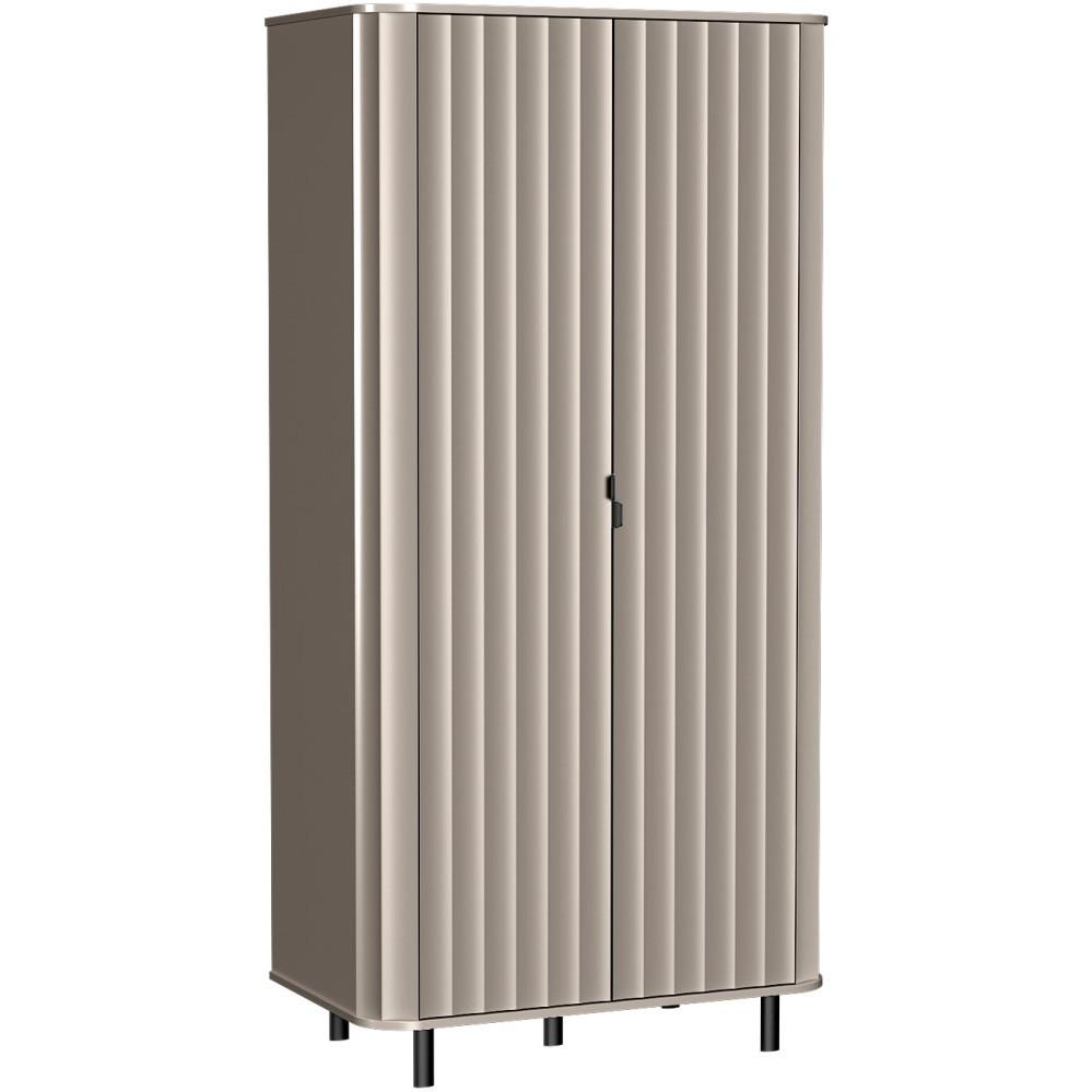 DREHTÜRENSCHRANK Nevada mit zwei Türen 98 cm Taupe - Taupe/Schwarz, Holzwerkstoff/Metall (98/200/55cm) - Beautysofa