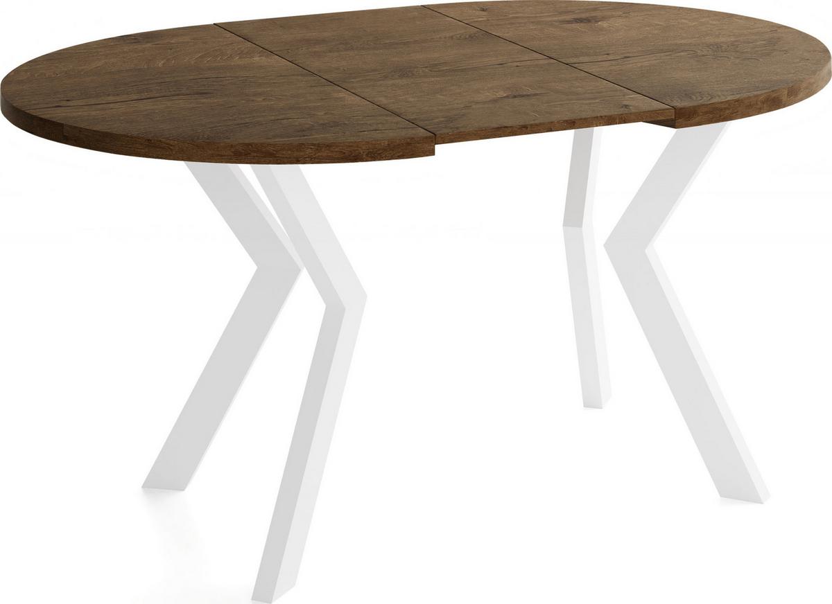 ESSTISCH Savio Weiß rund ausziehbar verlängerbar, Eiche Braun Rustikal 80-130/80/77 cm - Alteiche/Weiß, Holz/Holzwerkstoff (80/130/77cm) - WFL GROUP
