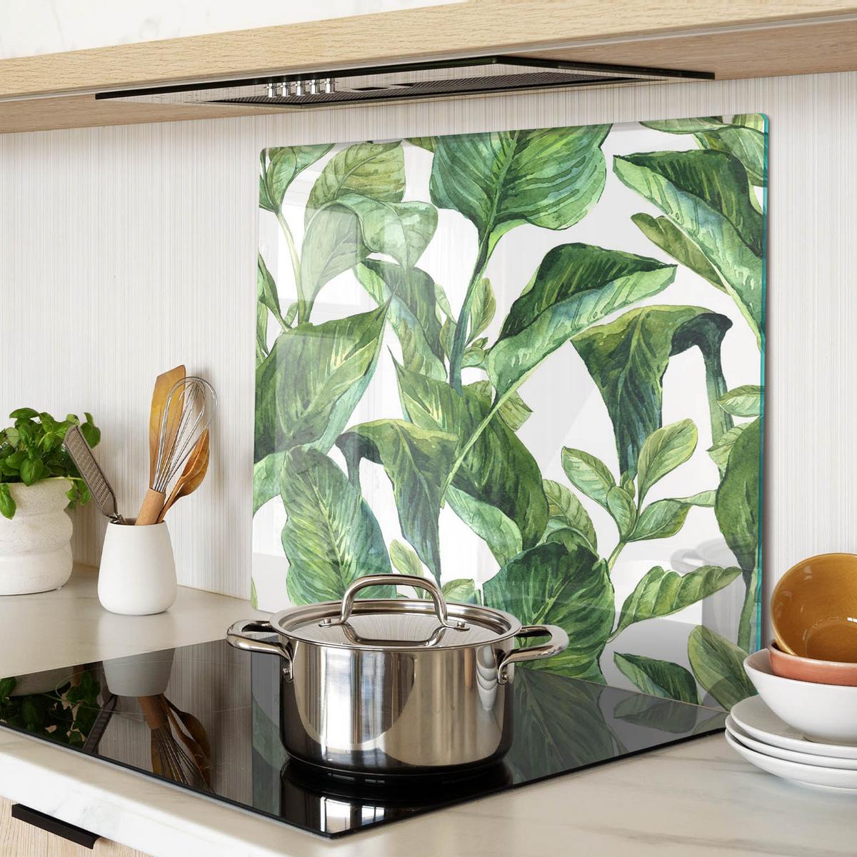 GLASPLATTE 60x52 cm Blätter - Grün, Glas (60/0.4/52cm) - TULUP
