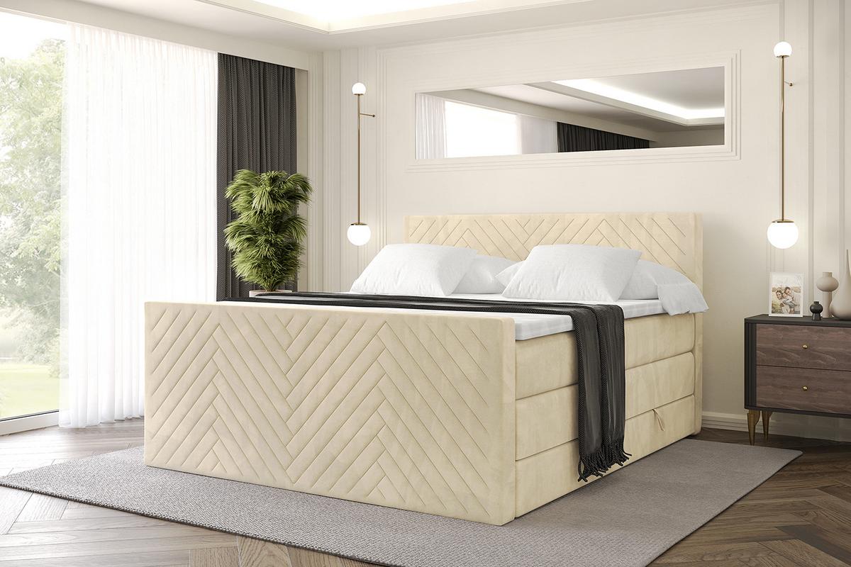 BOXSPRINGBETT mit Matratze und Lattenrost - VEXA-Z KING-200x200 - Beige Monolith - Beige, Holzwerkstoff (200/200cm) - ALTDECOR