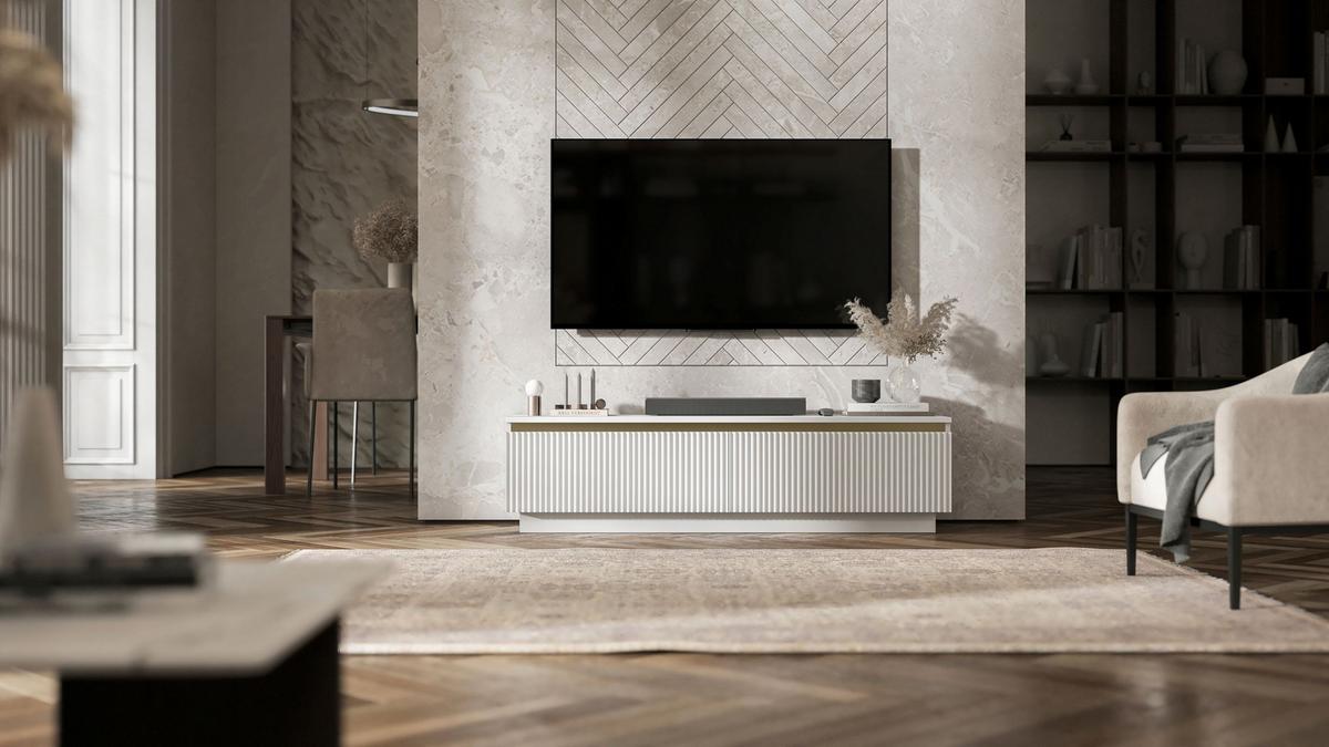 TV-SCHRANK Selene 140 cm Weiß matt Glamour - Weiß, Holzwerkstoff (140/37/35cm) - Meble Lindner