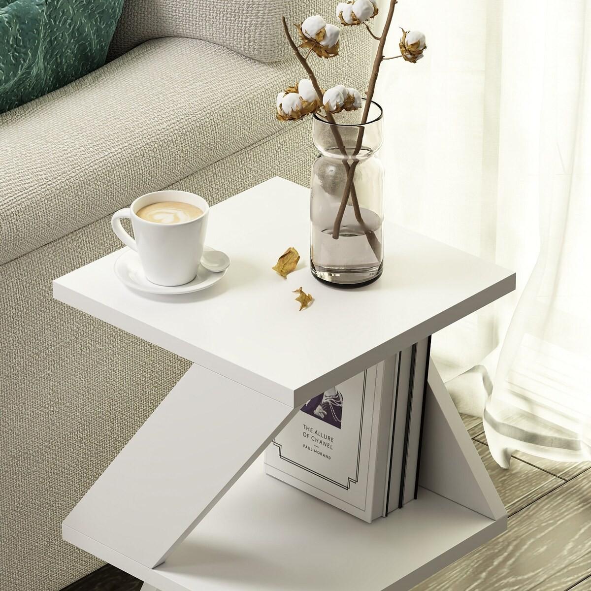 SOFAENDE 3 Ebenen - Albeni - 30/30/50 cm - Weiß, Holzwerkstoff (73.3/30/50cm) - Calicosy