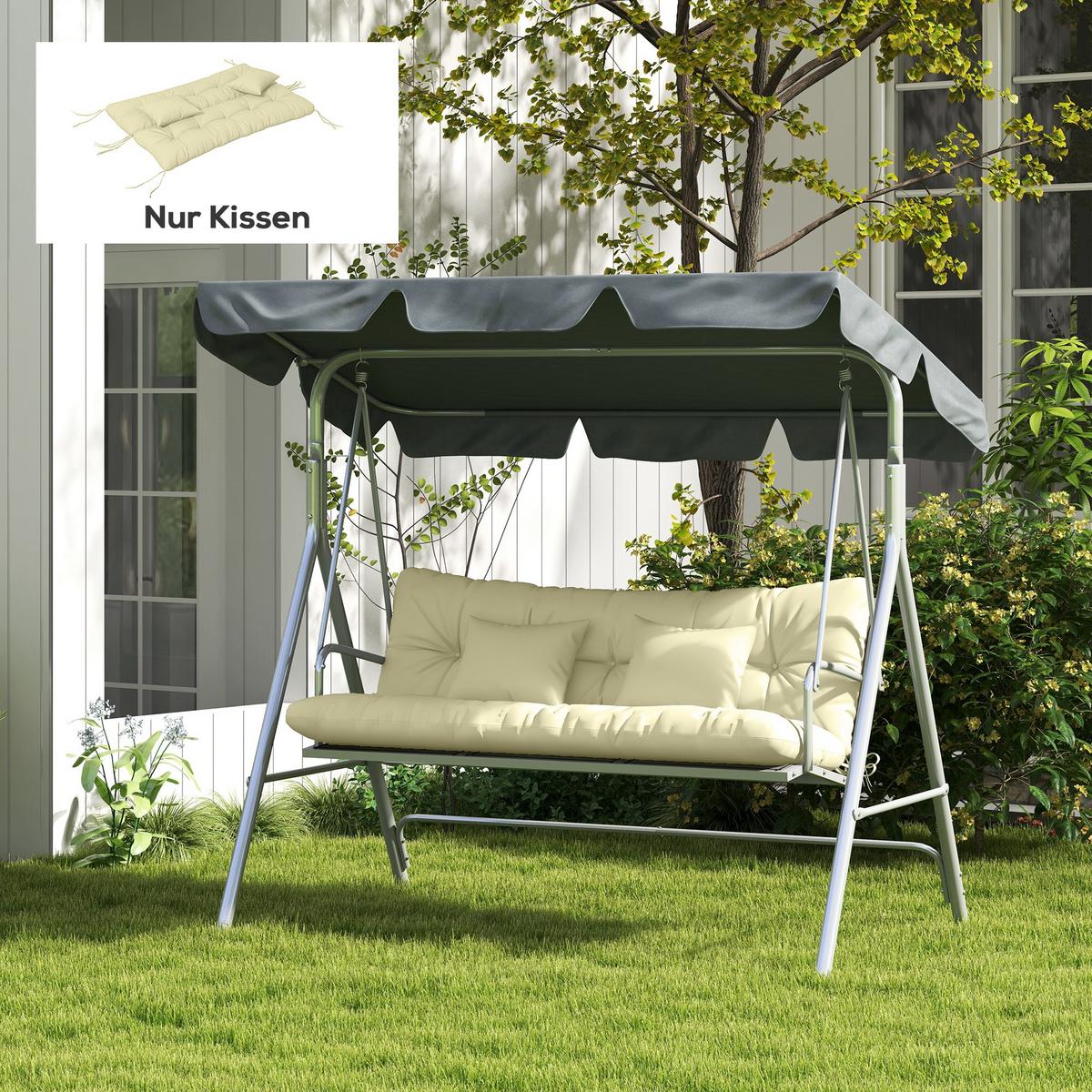 SITZKISSEN 4er Set Polyester PP-Baumwolle Cremeweiß - Creme, Textil (50/12/150cm) - Outsunny