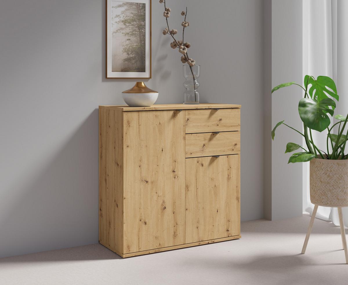 KOMMODE Eiche Artisan 80/82,5/35 - Eiche Artisan, Holzwerkstoff (80/83/35cm) - RAUMHIRSCH FURNITURE
