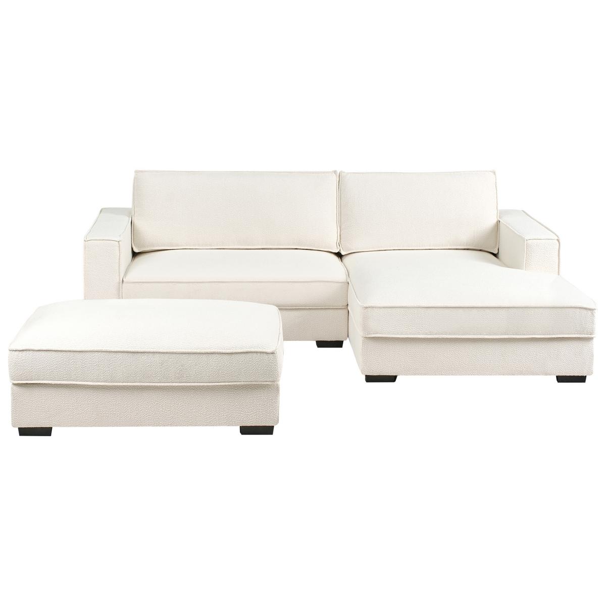 ECKSOFA Bouclé Cremeweiß mit Ottomane linksseitig Renders - Beige/Creme, Textil (257/136cm) - Beliani
