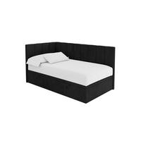 EINZELBETT Jugendbett mit Bettkasten Rechts, ohne Matratze - LOVY 80x200 Schwarz - Schwarz, Holzwerkstoff/Textil (80/200cm) - ALTDECOR