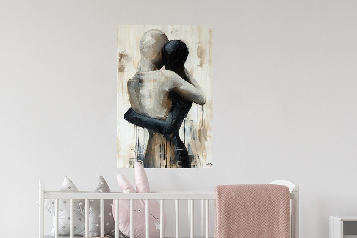 WANDTATTOO Abstrakt - Liebe - Schwarz und weiß - Modern Wandbild 40x60 cm - Schwarz, Kunststoff (40/60/0.1cm) - MuchoWow