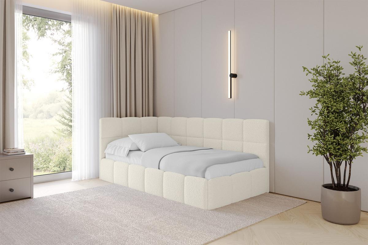 EINZELBETT Jugendbett mit Bettkasten Rechts, mit Matratze - LIVY 80x200 Beige - Hellbraun, Holzwerkstoff/Textil (80/200cm) - ALTDECOR