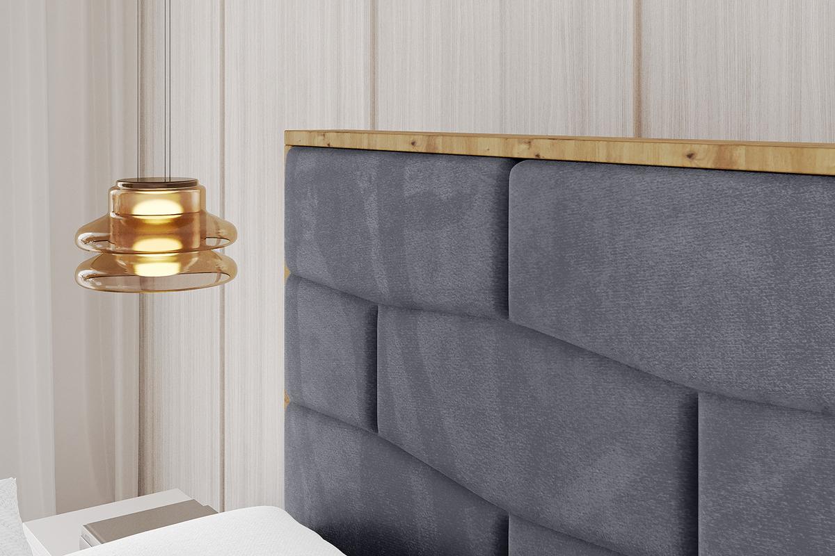 POLSTERBETT mit Bettkasten, Fußteil und Lattenrost, Boxbett mit Matratze H3/H4 - ENZO8-Z 200x200 Dunkelgrau - Dunkelgrau, Holzwerkstoff/Textil (200/200cm) - ALTDECOR