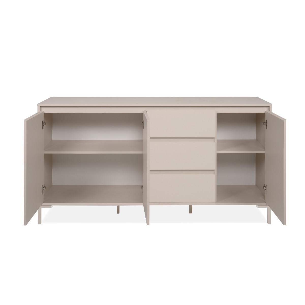 SIDEBOARD 3 Türen und 3 Schubladen, kaschmirfarben 40/87/170 cm - Beige, Holzwerkstoff (40/87/48cm) - Calicosy