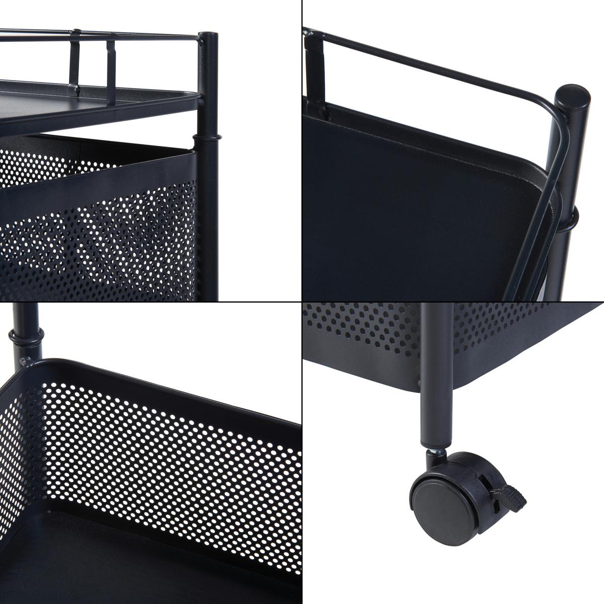 ROLLWAGEN Sunndal - Schwarz, Metall (27/94.5/27cm) - [en.casa]