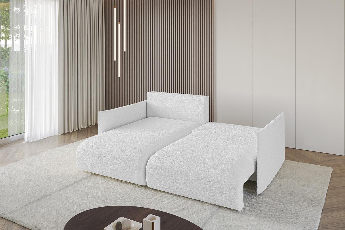 ECKSOFA Ottomane links ONESK-L 216x177x72 Weiß Bouclé - Weiß, Holzwerkstoff/Kunststoff (216/177cm) - ALTDECOR