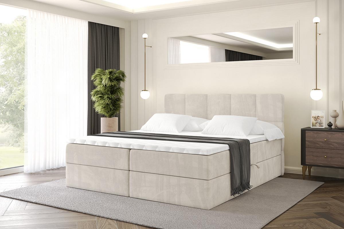 BOXBETT mit Matratze H3 und Lattenrost - LIRO - 160x200 - Beige Casablanca - Beige, Holzwerkstoff/Kunststoff (160/200cm) - ALTDECOR