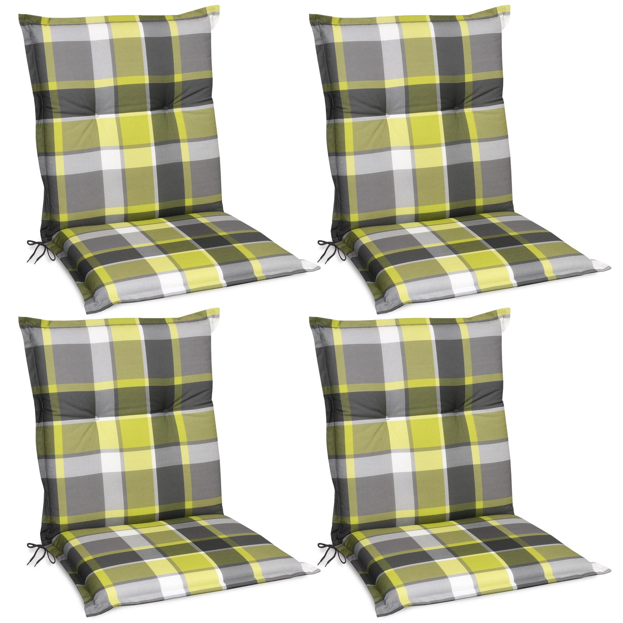 NIEDERLEHNERAUFLAGE Sunny BK 100/50/6cm Grün-Kariert 4tlg - Grün, Textil (50/6/100cm) - Beautissu 