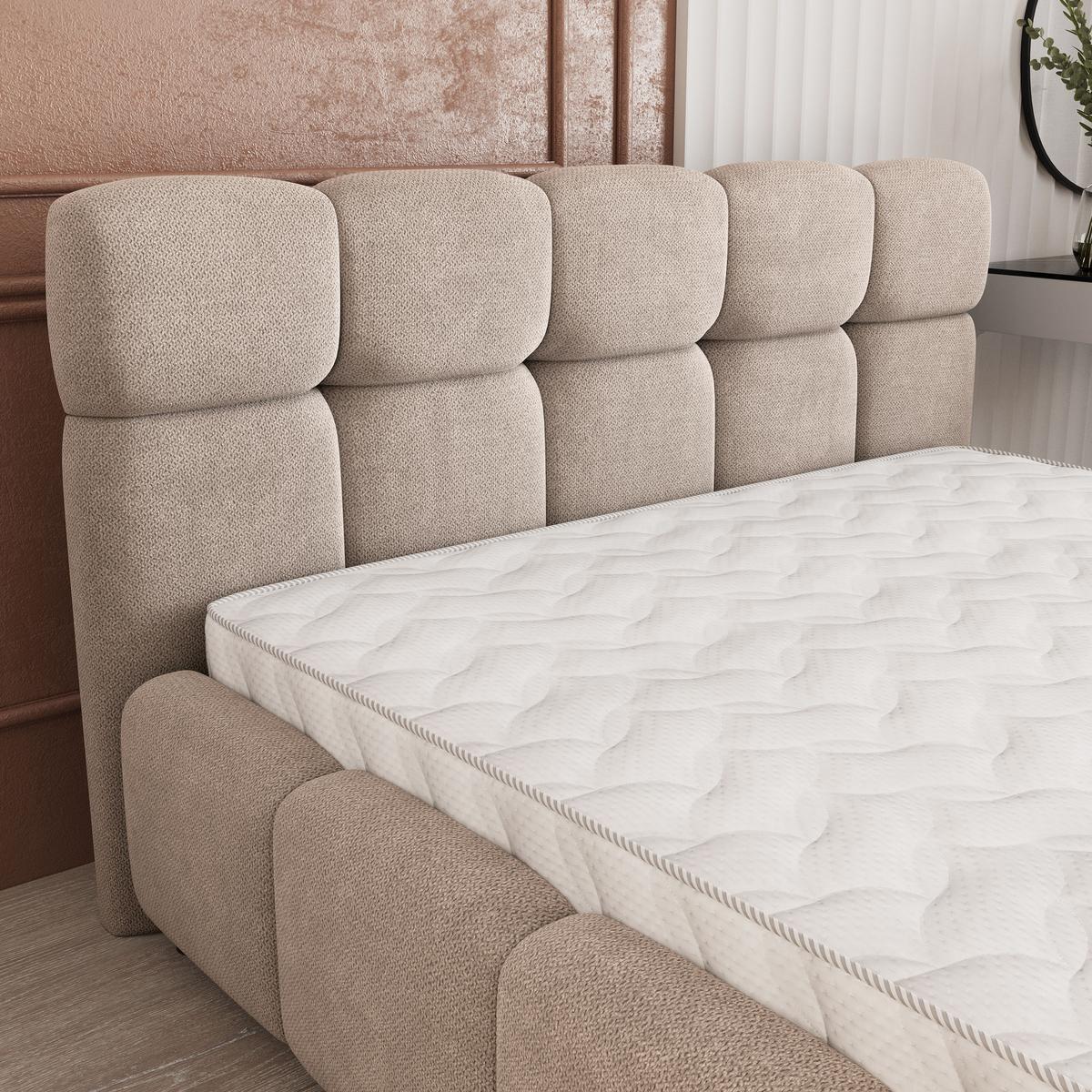 POLSTERBETT FARU SR 200x200 cm mit Bettkästen - Beige - Beige, Holz (200/200cm) - MASSENO