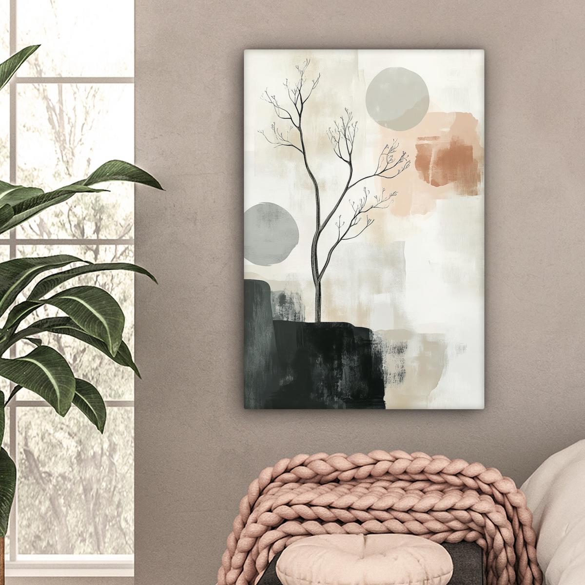 LEINWANDBILD Wabi sabi - Beige - Pflanze Wanddeko 40x60 cm - Sandfarben, Textil (40/60cm) - MuchoWow
