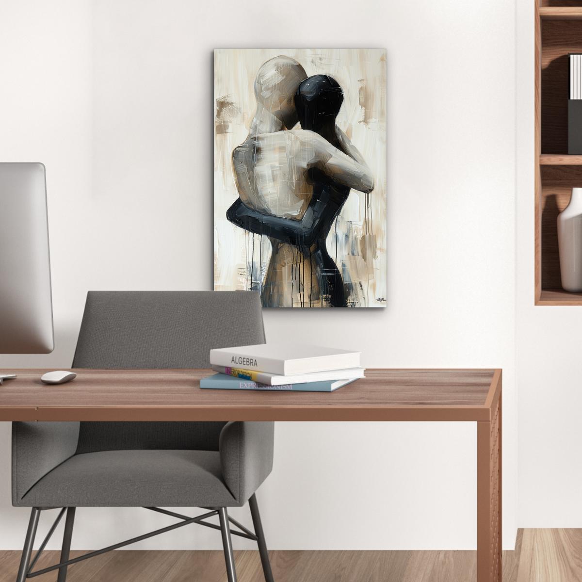 METALLBILD Abstrakt - Liebe - Schwarz und weiß - Modern Deko Schlafzimmer 40x60 cm - Schwarz, Metall (40/60cm) - MuchoWow