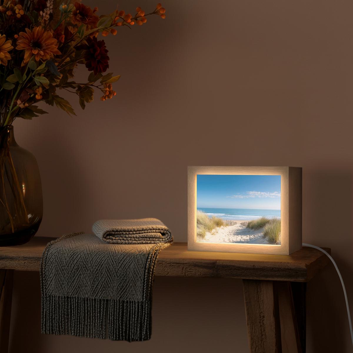 WANDLEUCHTE Strand - Meer - Düne - Sand - Sommer 20x15 cm - Sandfarben, Holzwerkstoff (20/15/8cm) - OnlyWow