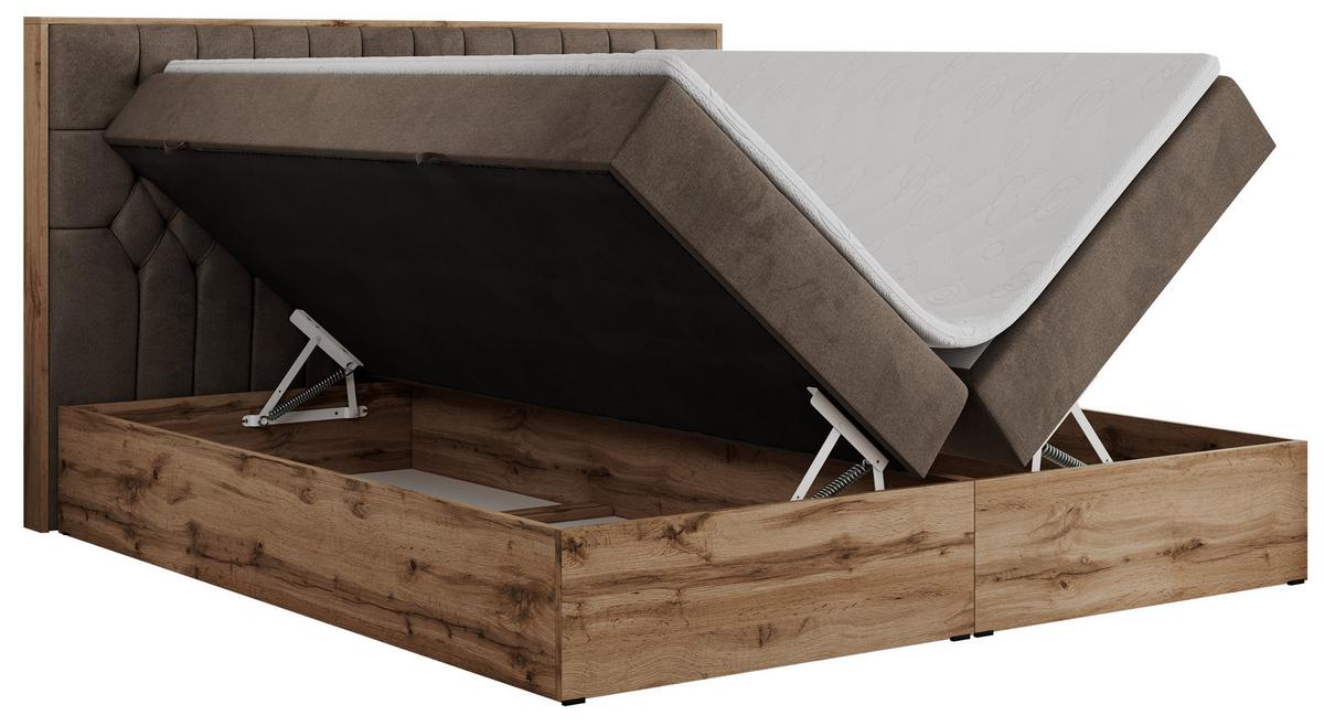 BOXBETT AMORE 200/200 Braun Velvet - H3 - Braun, Holz/Textil (200/200cm) - MKS