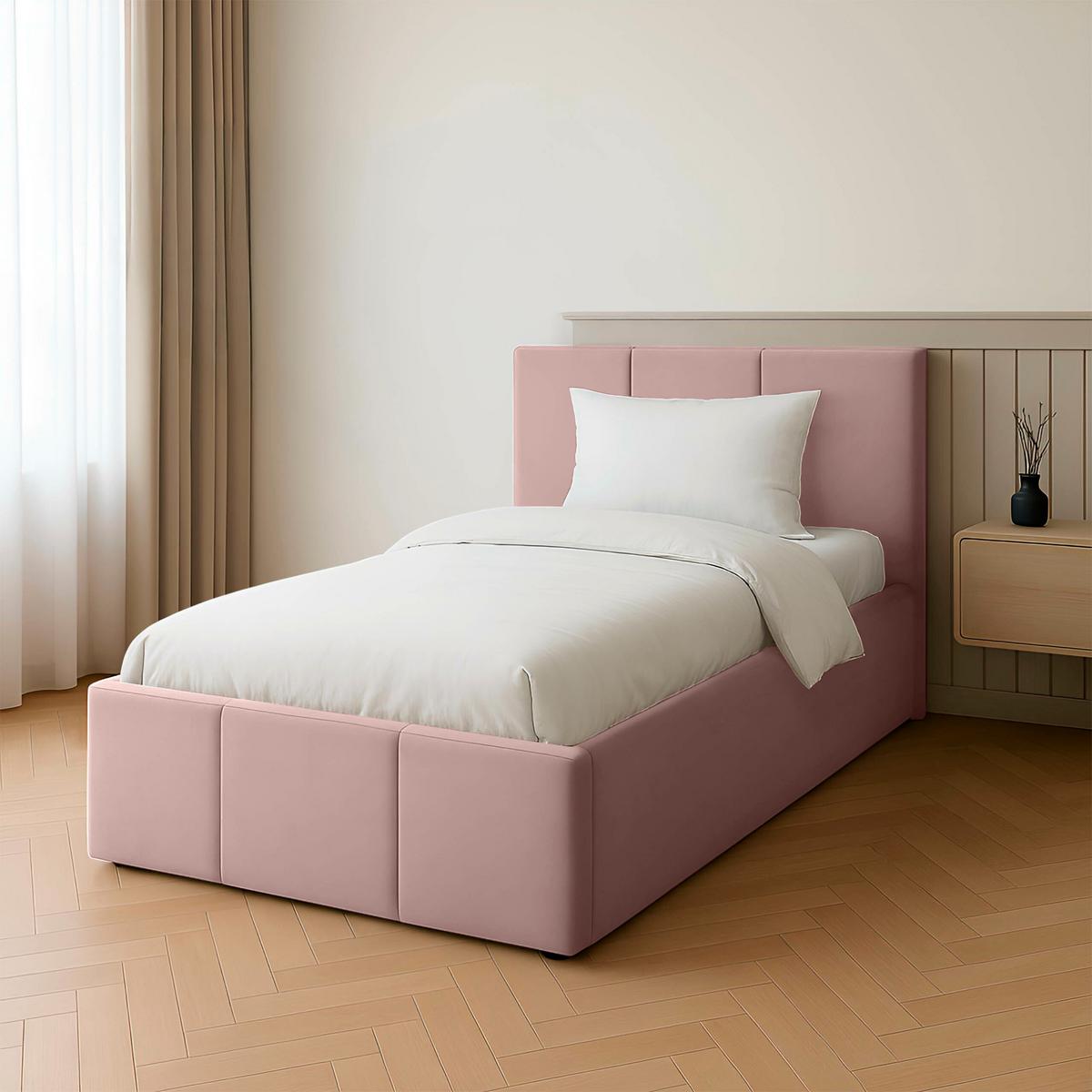 POLSTERBETT für Schlafzimmer Bett mit Stauraum Rosa 90x200 - Rosa, Holzwerkstoff/Metall (90/200cm) - Muralo