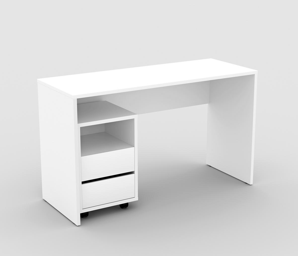 SCHREIBTISCH AMATO 130x50x75 cm Bürotisch Computertisch, Weiß - Weiß, Holzwerkstoff (50/130/75cm) - MASSENO