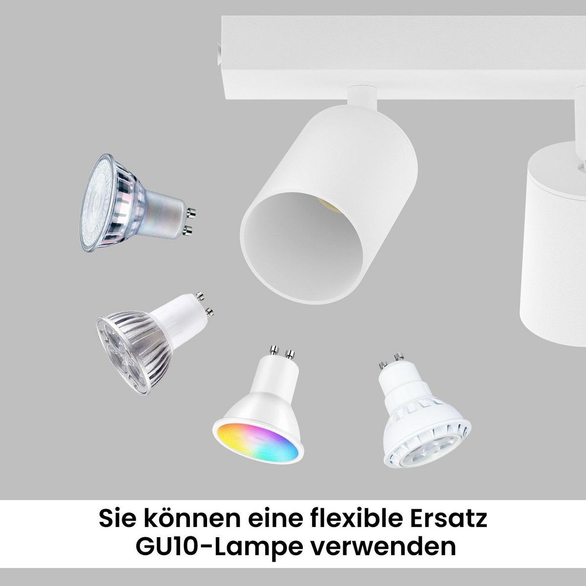 DECKENSTRAHLER Glanz 4-flammig 54/6/10 cm - Weiß, Metall (54/6/10cm) - Nettlife