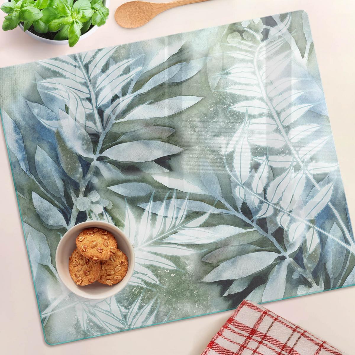 GLASPLATTE 60x52 cm Blätter - Grün, Glas (60/0.4/52cm) - TULUP