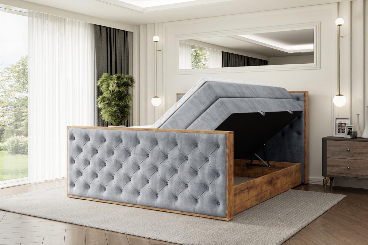 BOXSPRINGBETT mit Matratze H3|H4 und Lattenrost - LOLLI3-Z KING-120x200 - Grau Casablanca - Grau, Holzwerkstoff (120/200cm) - ALTDECOR