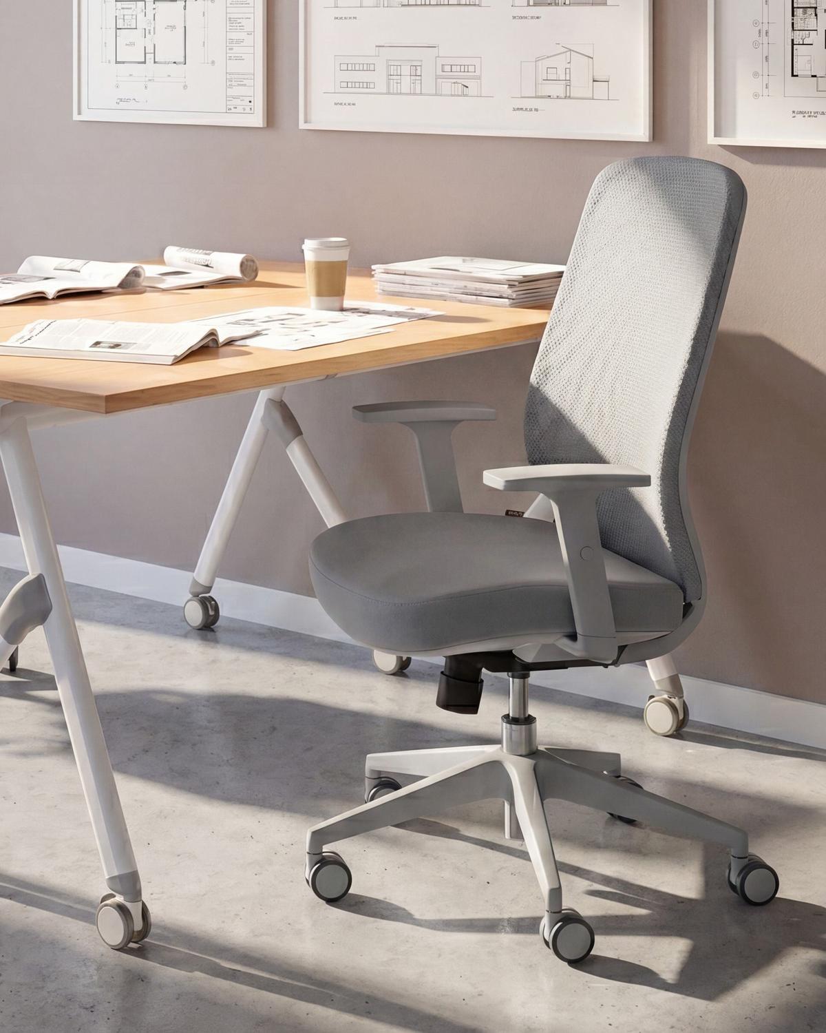 BÜROSTUHL Stoff Grau Zelar - Dunkelgrau/Grau, Textil (64/115/60cm) - Beliani