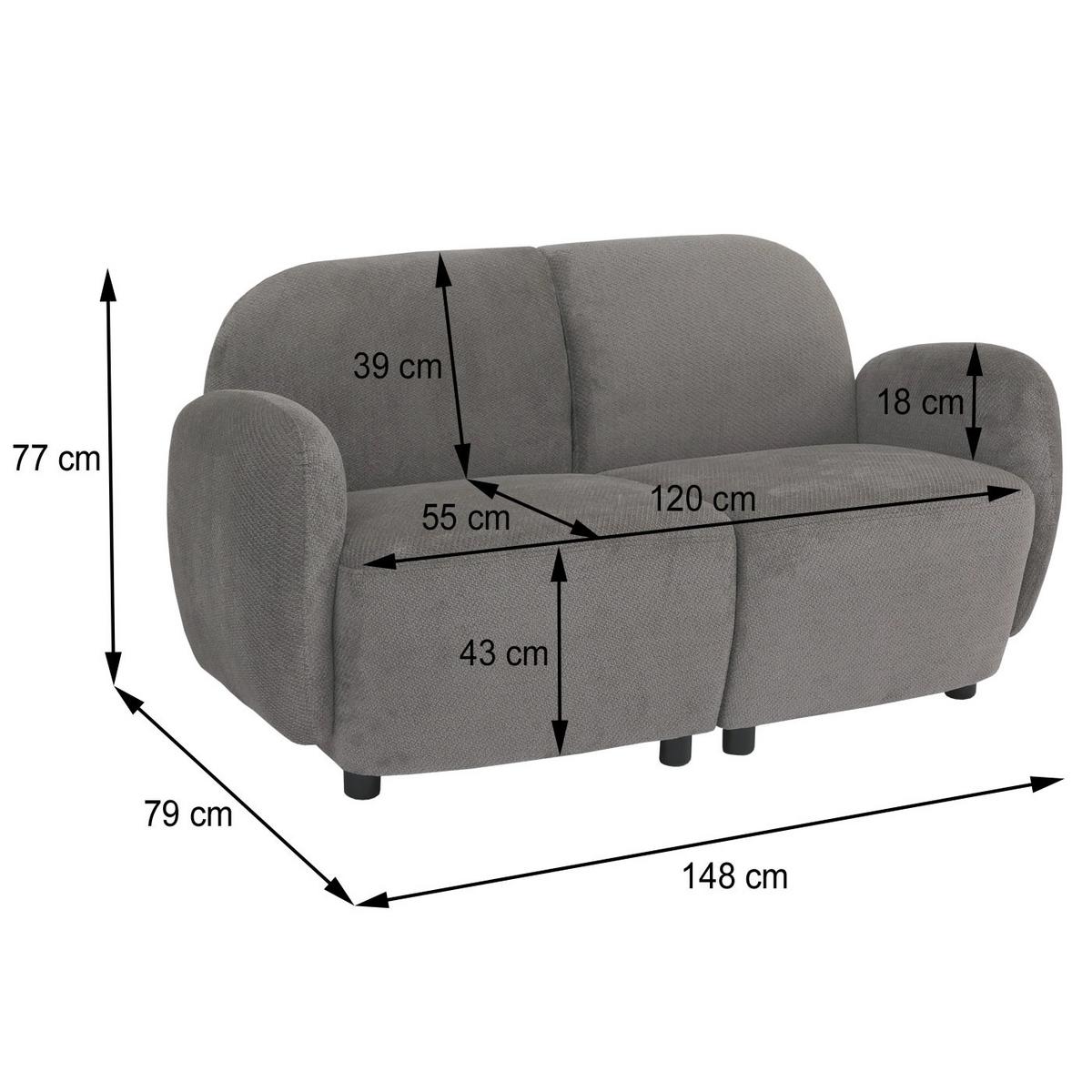 WOHNZIMMER-SET Cremeweiß - Creme, Textil (148/77/79cm) - MCW