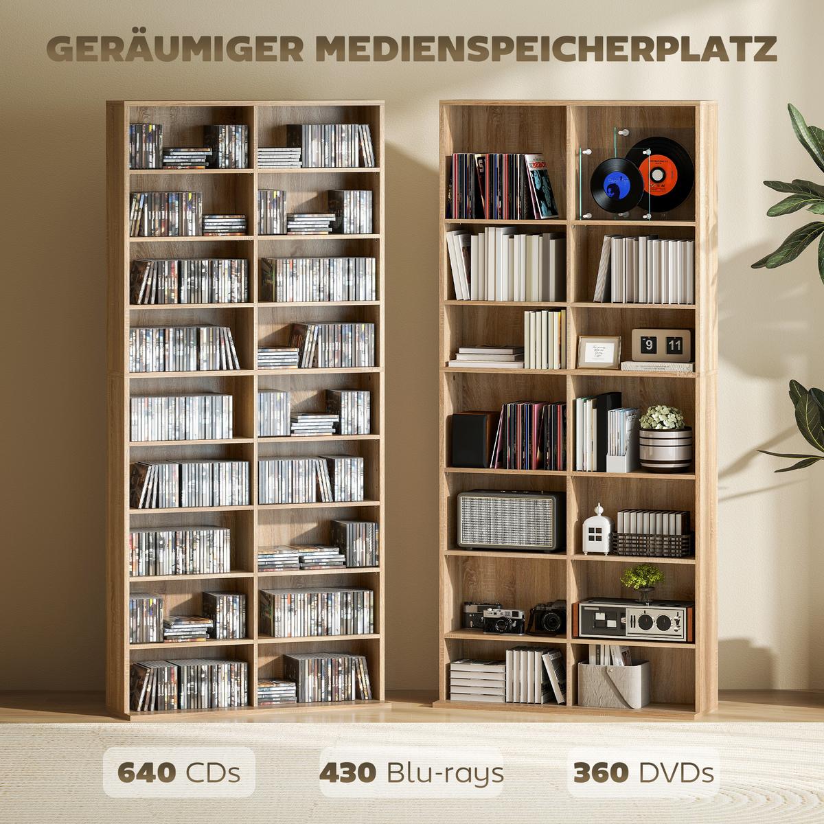 CD-REGAL Spanplatte Naturholz - Naturfarben, Karton/Holzwerkstoff (24/175/78.5cm) - HOMCOM