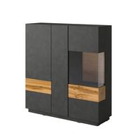 GESCHIRRSCHRANK Andrea Anthrazitgrau und Holz - Grau, Holzwerkstoff (130/139/40cm) - Petits-meubles