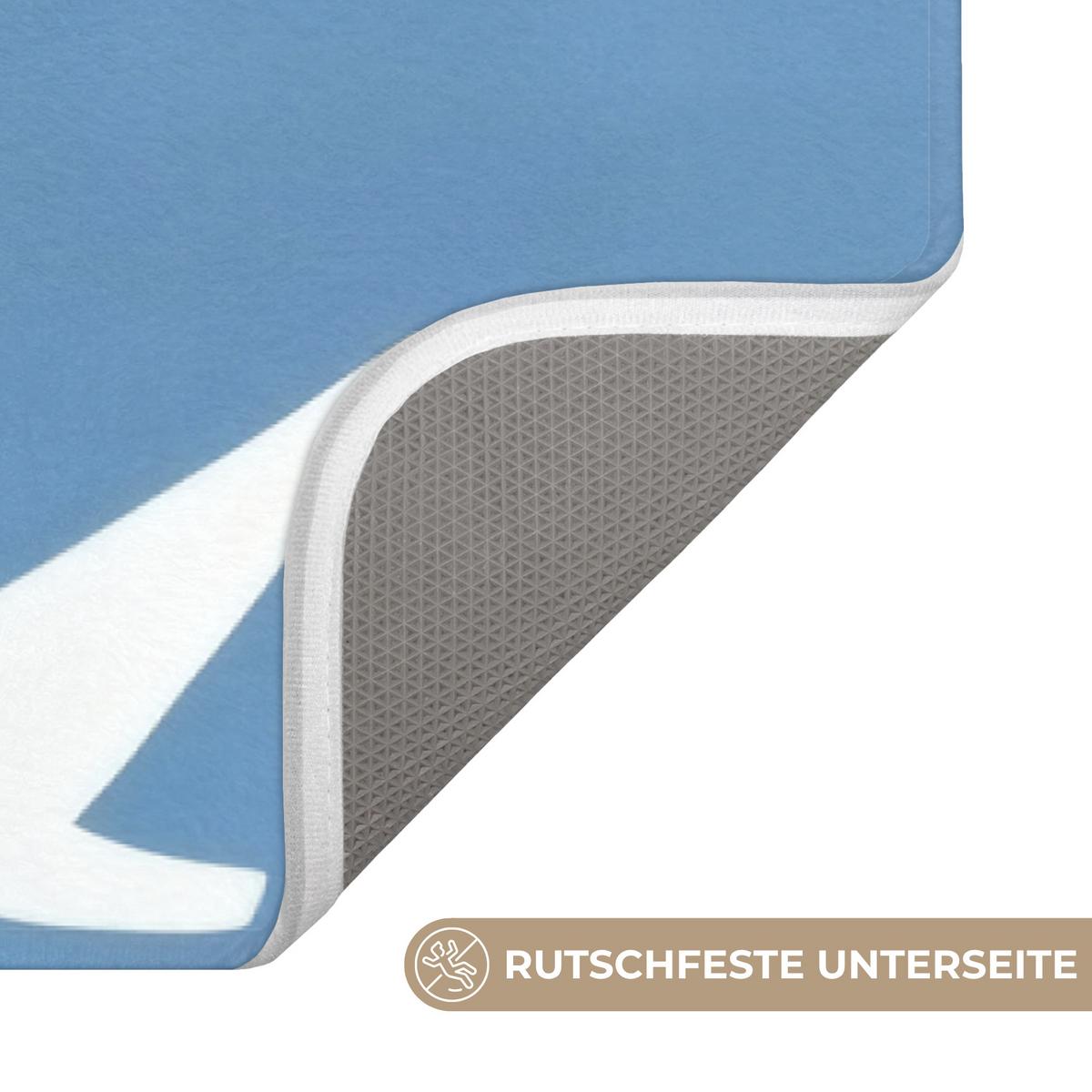 BADEMATTE Vögel - Weiß - Muster 120x60 cm - Blau, Textil (120/60cm) - OnlyWow