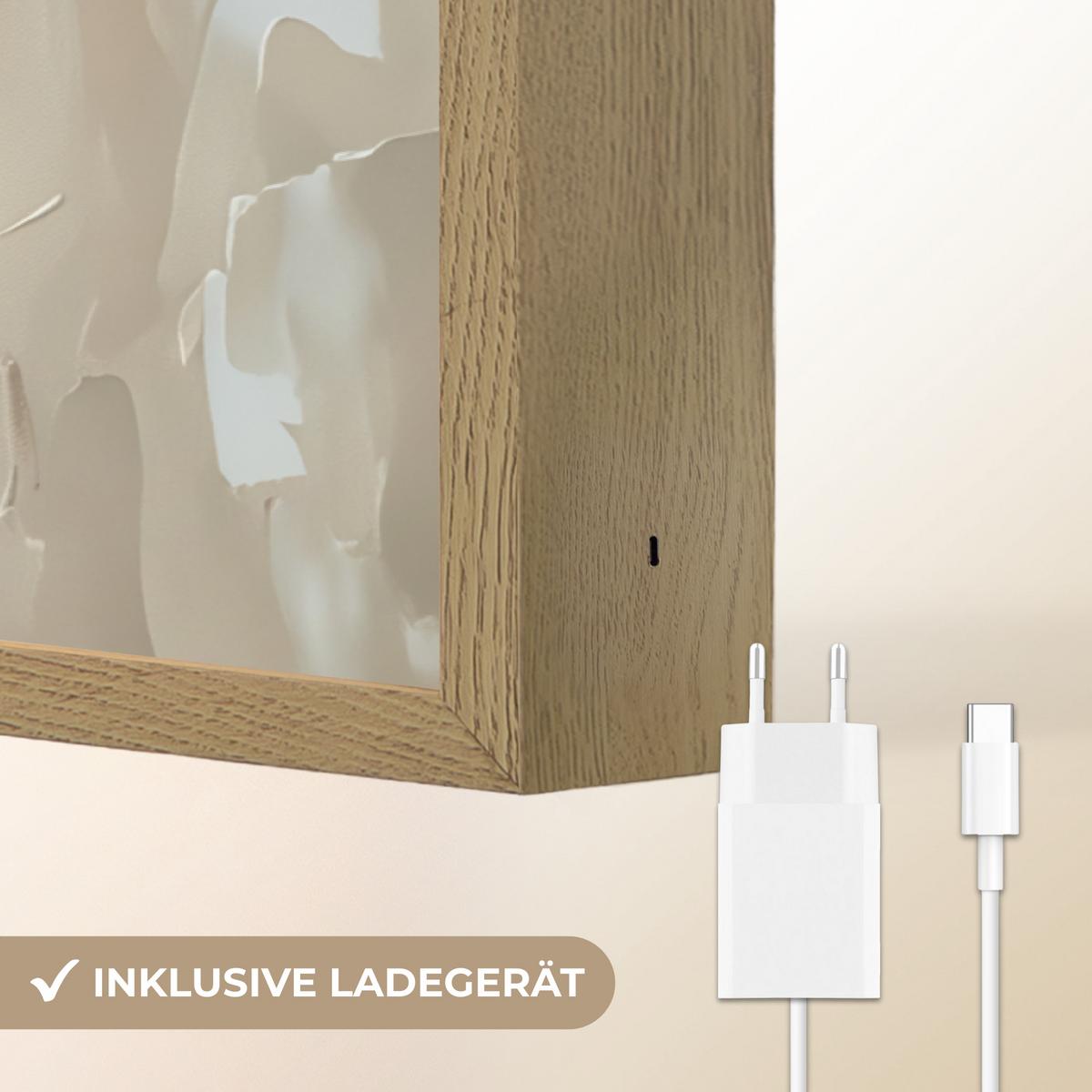 WANDLEUCHTE MIT AKKU Frau - Farbe - Abstrakt - Beige - Modern 90x60 cm - Hellbraun, Holzwerkstoff (90/60/8cm) - OnlyWow