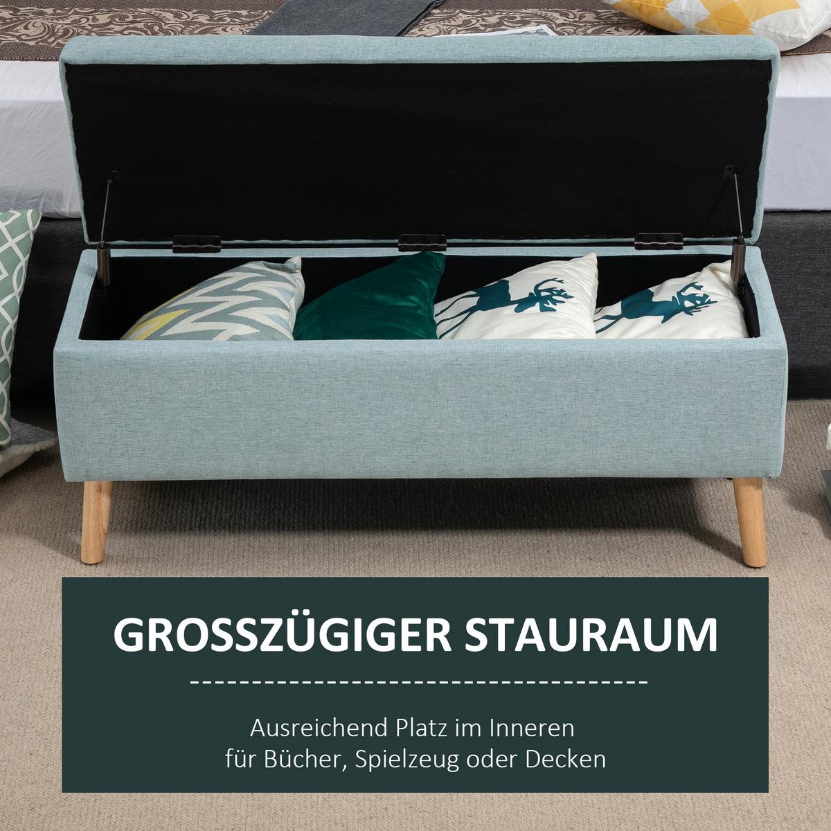 TRUHENBANK scandinavia Polyester Holz Hellgrün - Grün, Kunststoff (39/45/110cm) - HOMCOM