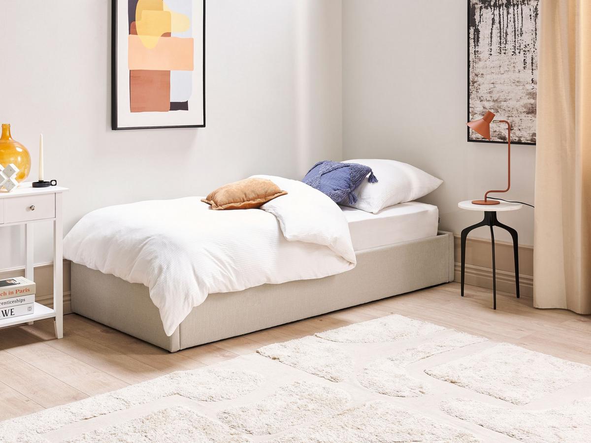 POLSTERBETT 90/200cm Beige Dinan - Beige, Textil (90/200cm) - Beliani