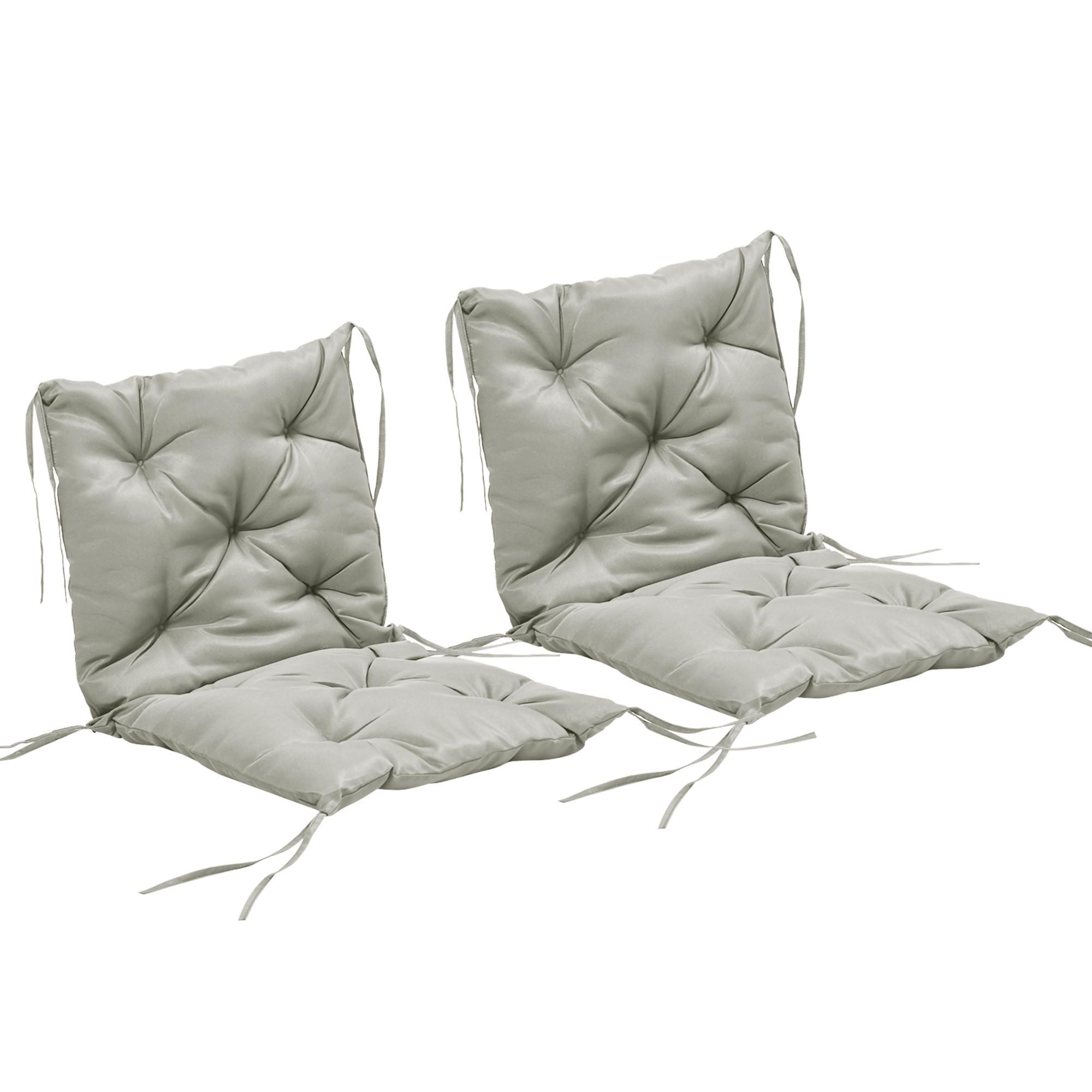 2ER-SET Sitzkissen, 98 x 50 cm Stuhlkissen mit Bindebänder, Stoffbezug 8cm dick - Hellgrau, Textil (50/8/98cm) - Outsunny