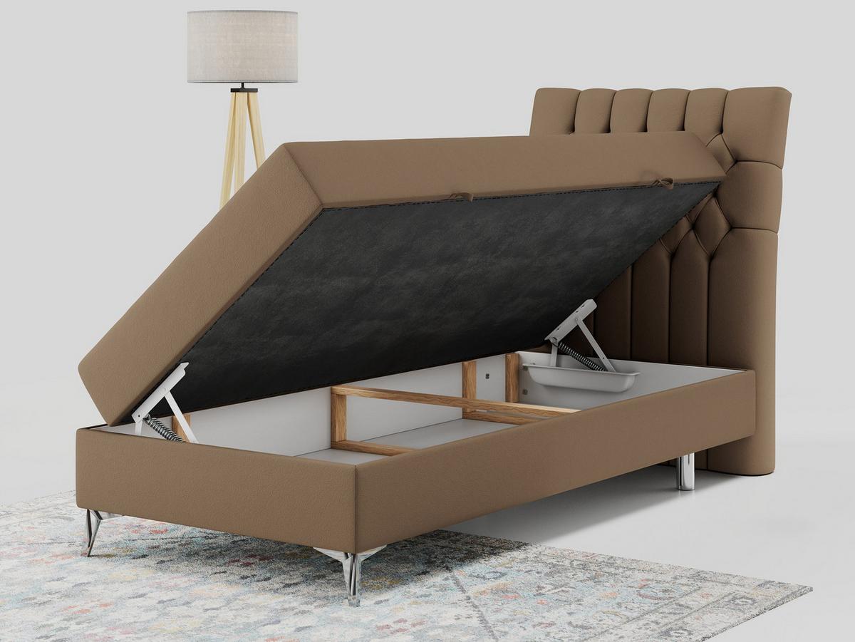 BOXBETT MILEN 90/200 Braun Kunstleder - H3 - Rechts Seite - Braun, Holz/Textil (90/200cm) - MKS