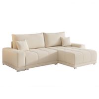 ECKSOFA TARA mit Schlaffunktion und Bettkasten Creme - Chromfarben/Creme, Kunststoff/Textil (261/178cm) - Idohome