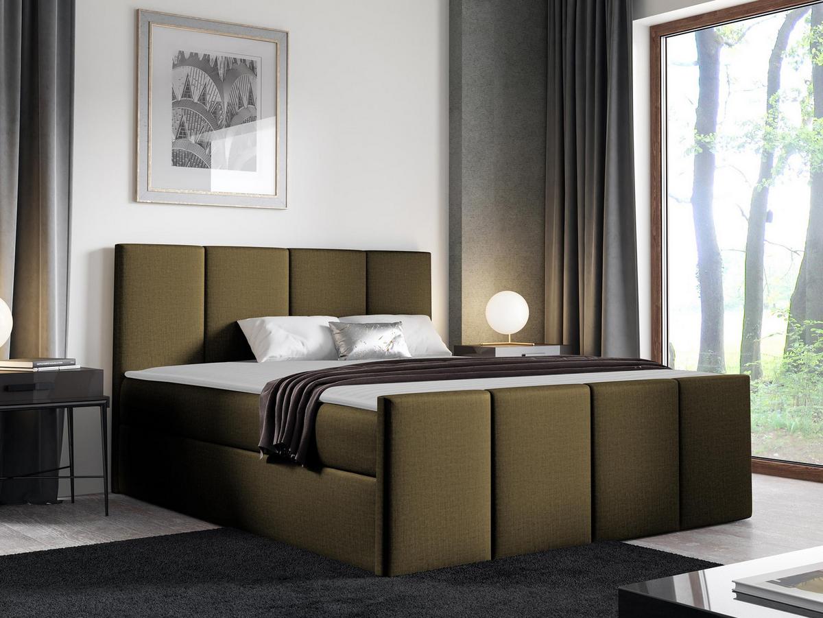 BOXBETT Lars - H3 - Dunkelgrün, Holz (160/200cm) - MIRJAN24