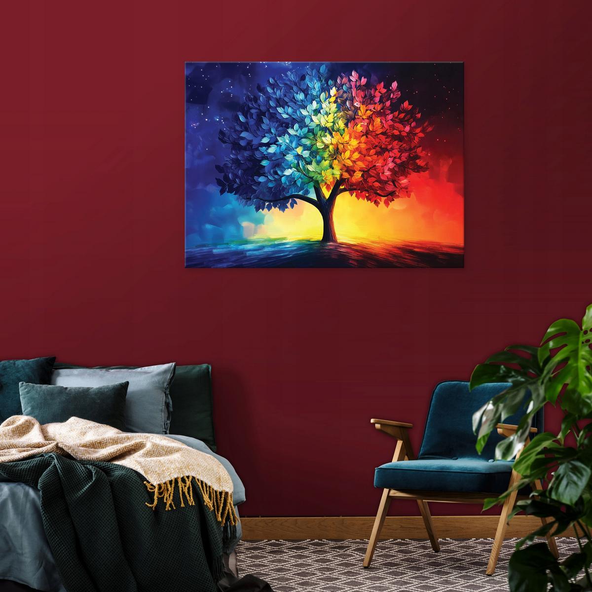 BILDER Abstrakt Baum Bunt Modern Wohnzimmer 60x40 - Multicolor, Holzwerkstoff (60/40cm) - Wallarena